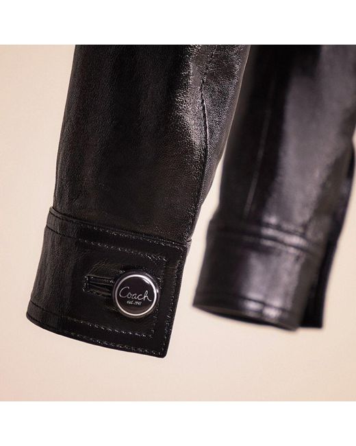 COACH Black Restored Patent Leather Jacket