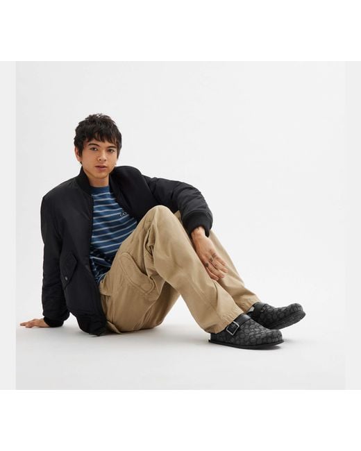 COACH Black Buckle Clog In Signature Jacquard for men