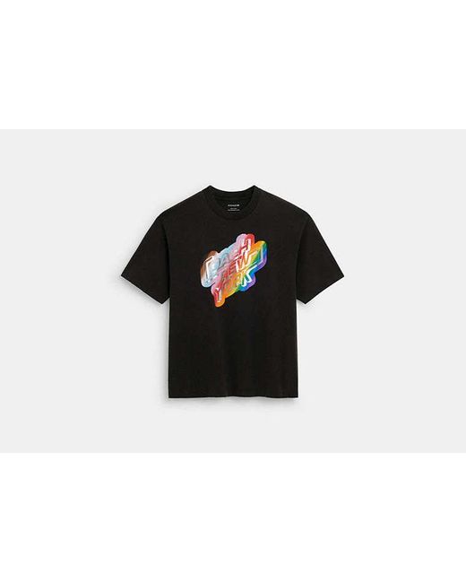 Camiseta New York de arco iris de algodón orgánico COACH de hombre de color Black