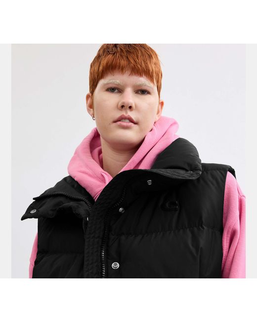 COACH Black Puffer Jacket Vest