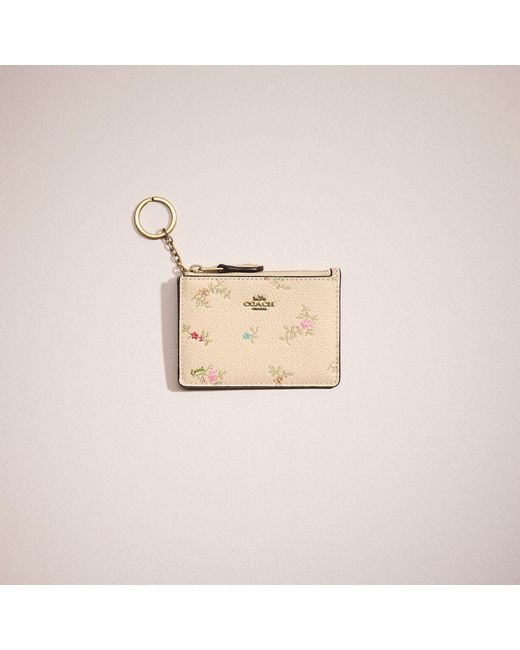 COACH Natural Restored Mini Skinny Id Case With Antique Floral Print