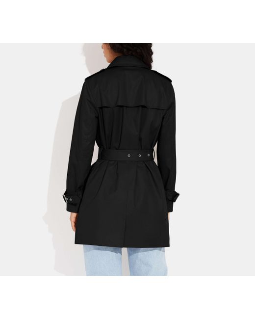 COACH Black Solid Mid Trench Coat