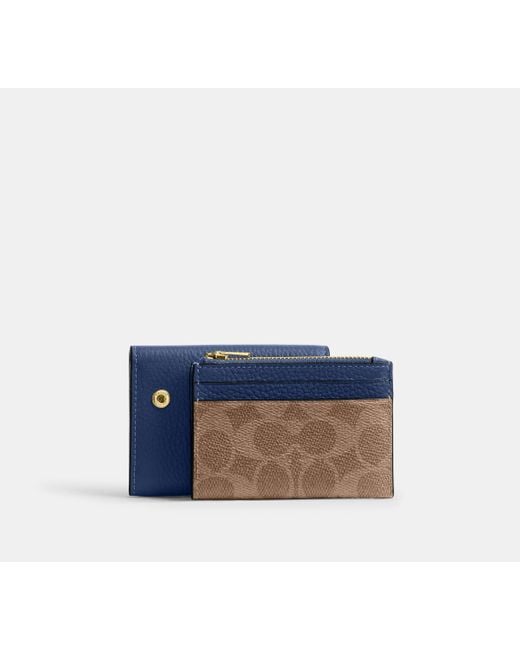 COACH Blue Portemonnaie Mit Kartenetui Aus Signature Canvas