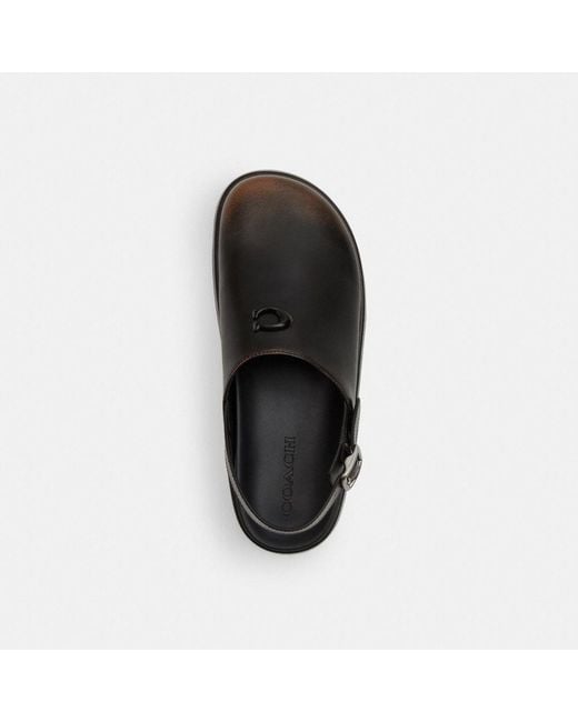 COACH Black Sculpted C Platform Clog In Loved Leather