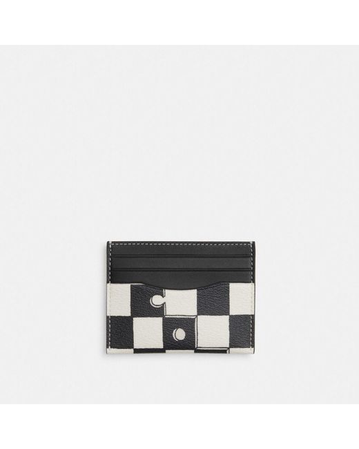 Porte-cartes ID fin avec imprimé damier COACH pour homme en coloris Black