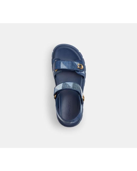 COACH Blue Brynn Platform Sandal With Patchwork