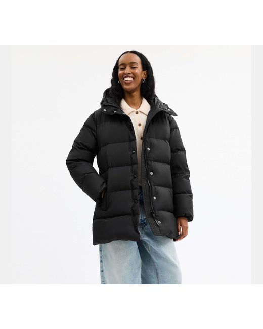 COACH Black Mid Puffer Jacket