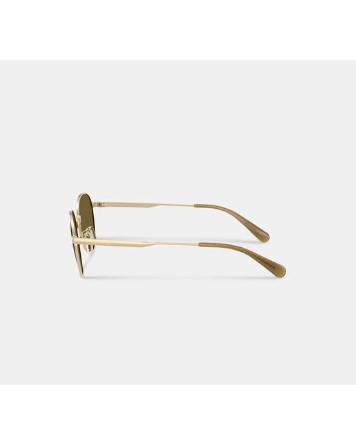 COACH Black Metal Hangtag Round Sunglasses for men