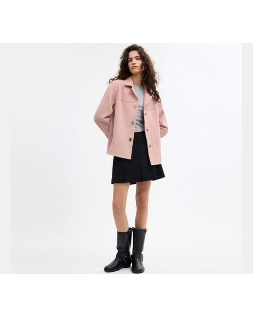 COACH Black Suede Turnlock Jacket
