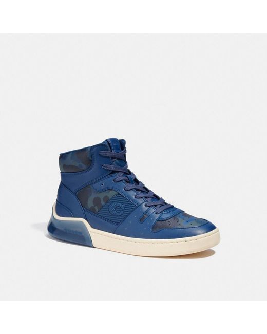 COACH Leather Citysole High Top Sneaker With Camo Print in Green/Black