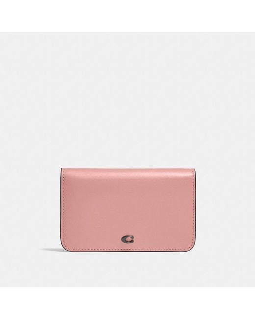 COACH Leather Slim Card Case in v5/Carnation (Pink) Lyst