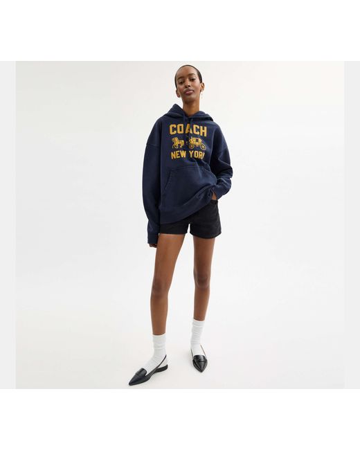 COACH Blue Horse And Carriage Hoodie