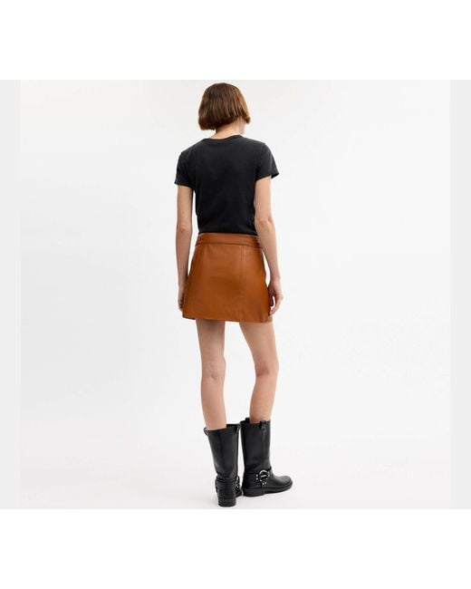 COACH Black Mini Leather Heritage Skirt