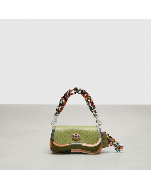 COACH Green Mini Wavy Dinky Bag With Colorful Binding In Upcrafted Leather
