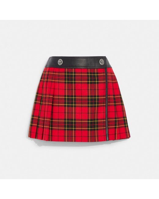 COACH Red Kilt Skirt
