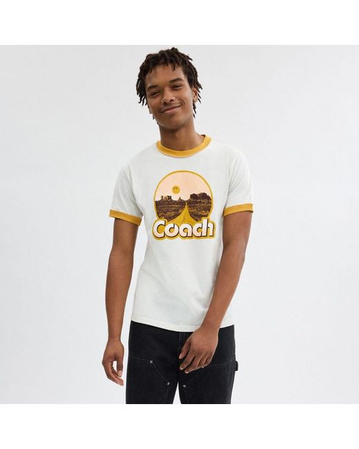 COACH White Roadside Ringer T Shirt for men