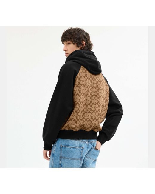 Felpa Con Cappuccio Signature di COACH in Black da Uomo