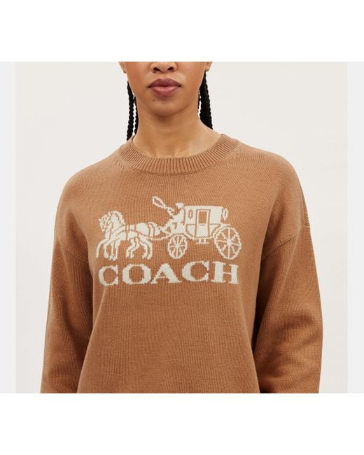 COACH Black Rundhalssweater mit "Horse and Carriage"-Design