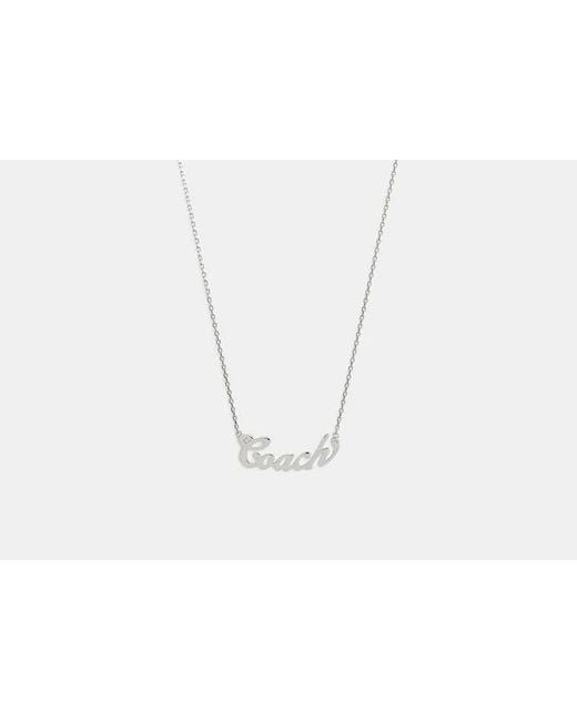 COACH Black Coach Script Nameplate Necklace