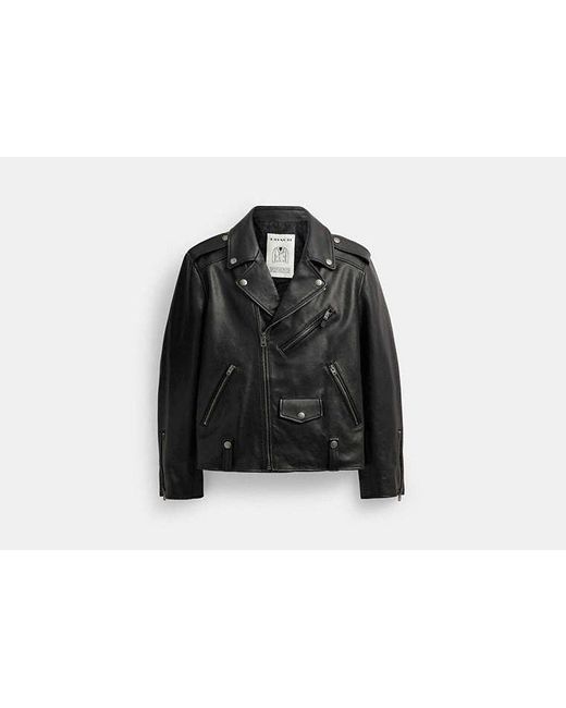 COACH Black Moto Jacket for men