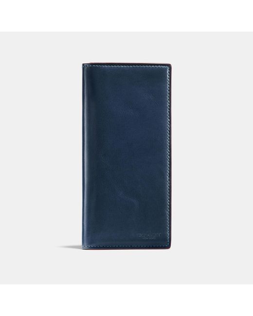 HISCOW Slim Leather Long Wallet for Men, Breast Pocket Wallet for  Checkbook, Credit Cards (Aniline Leather Blue)