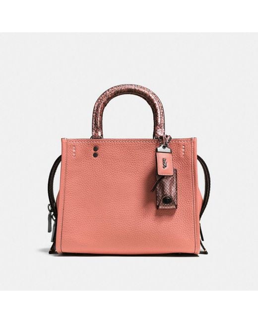 COACH Pink Rogue Bag 25 In Colorblock Snake
