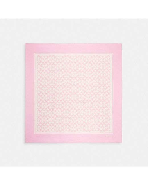 COACH Pink Vintage Signature Print Silk Square Scarf