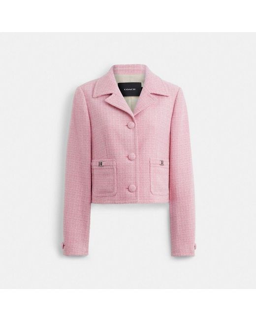 COACH Pink Heritage C Tweed Jacket