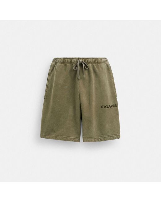 COACH Green Garment Dye Pull On Shorts for men