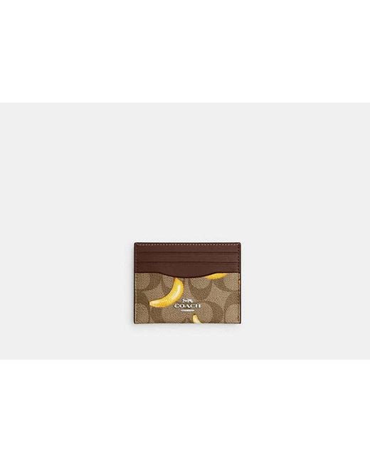 COACH Black Slim Id Card Case With Banana Print - Brown | Pvc