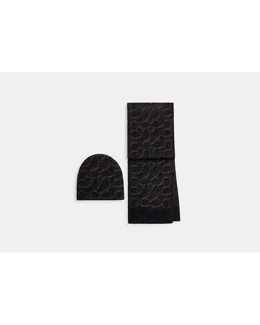 Set Regalo Berretto E Sciarpone di COACH in Black