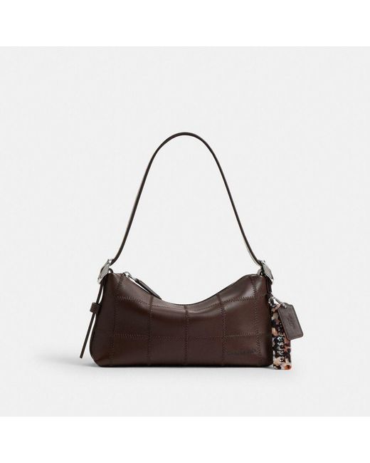 COACH Brown Ego Small Slouchy Shoulder Bag In Checkerboard Upcrafted Leather