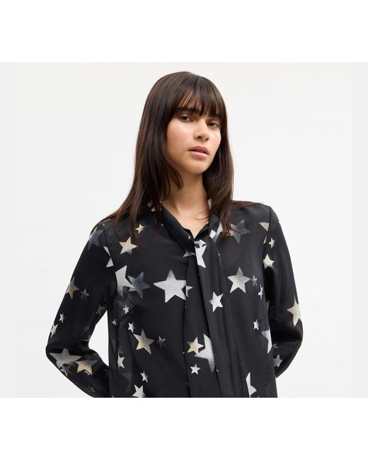 COACH Black Tie Neck Star Dress
