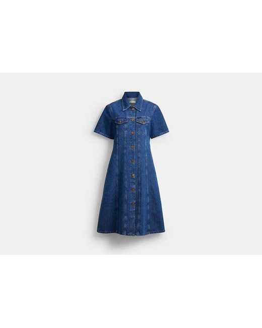 COACH Blue Denim Midi Dress In Organic And Recycled Cotton