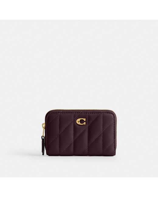 COACH Purple Essential Small Zip Around Card Case With Pillow Quilting