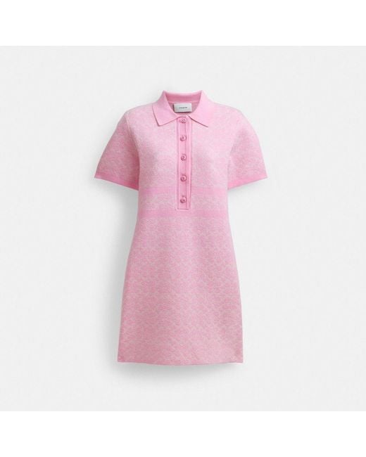 COACH Pink Polo Sweater Dress