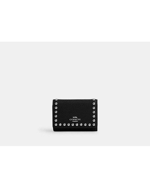 COACH Black Micro Wallet With Rivets