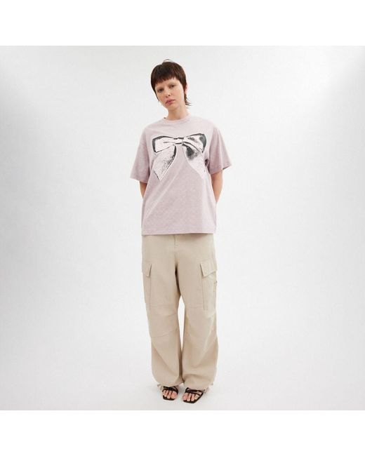 COACH Signature Bow T Shirt In Organic Cotton in Pink Lyst