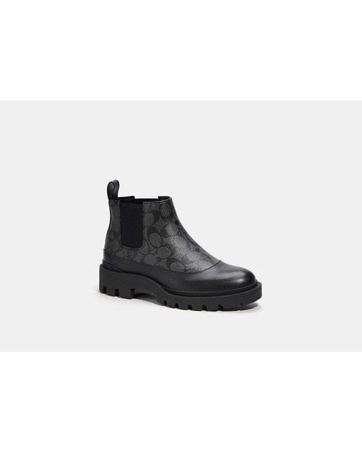 COACH Black Citysole Chelsea Boot In Signature Canvas for men