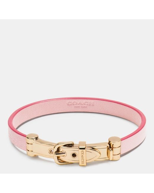 COACH Pink Leather Buckle Bracelet