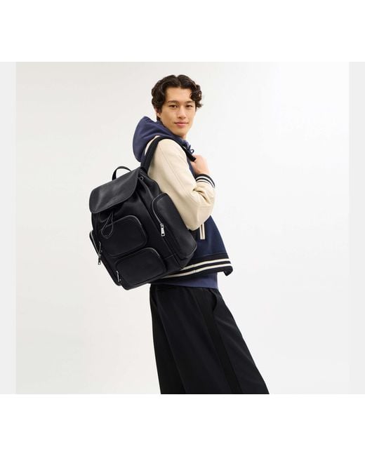 COACH Black Finn Backpack for men