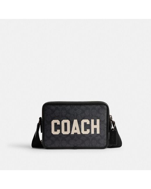 COACH Black Charter Crossbody 24 In Signature With Graphic for men