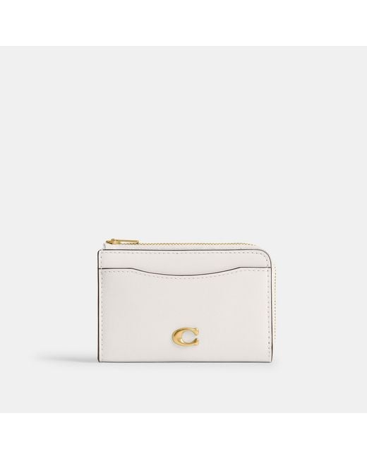 COACH White Essential Key Zip Card Case