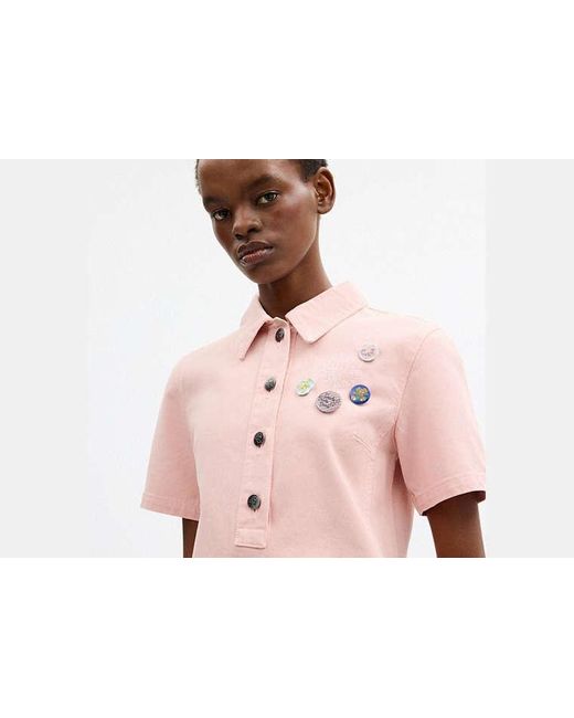 COACH Black Brain Dead Short Sleeve Denim Mini Dress