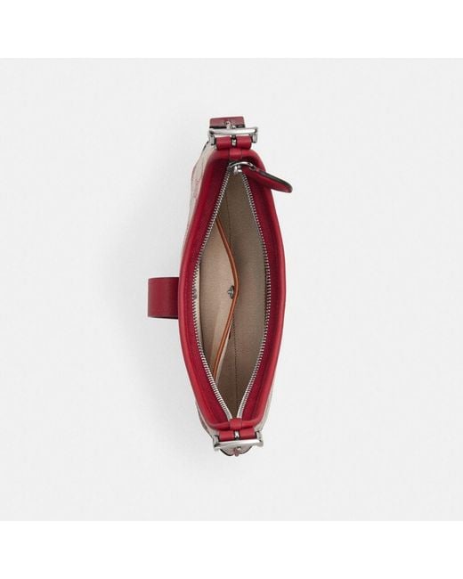 COACH Red Hamptons Hobo Bag In Signature Textile Jacquard
