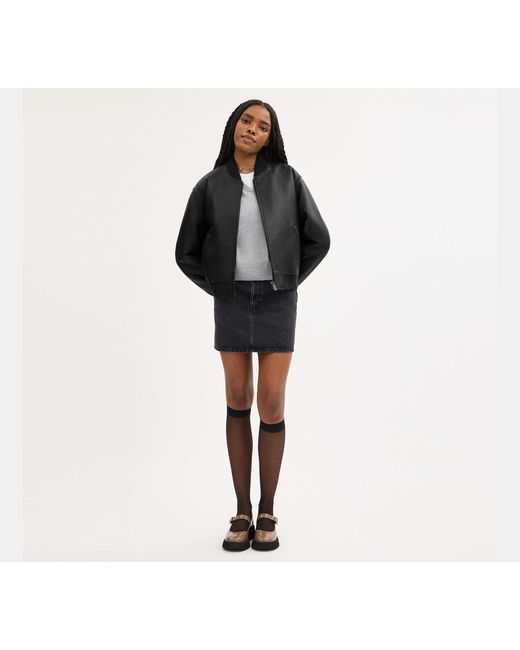 COACH Black Leather Bomber