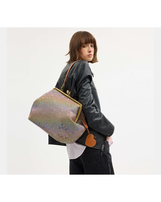 COACH Black Large Kisslock Frame Bag