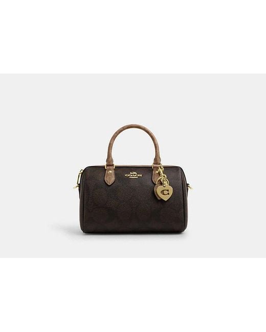 Porte-Clés Cœurs En Toile Signature COACH en coloris Black