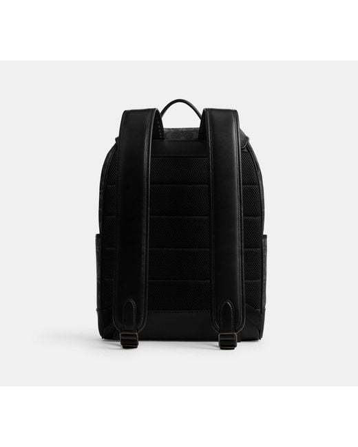 COACH Black League Flap Backpack for men
