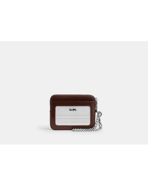 COACH Brown Zip Card Case With Quilting